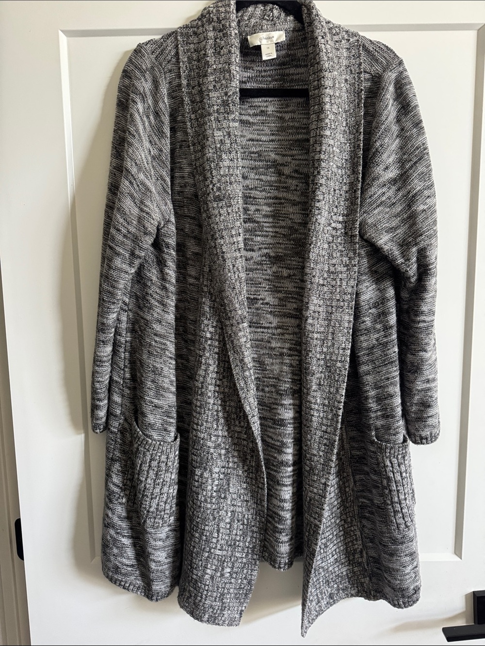CJ Banks Gray Marled Open-Front Cardigan